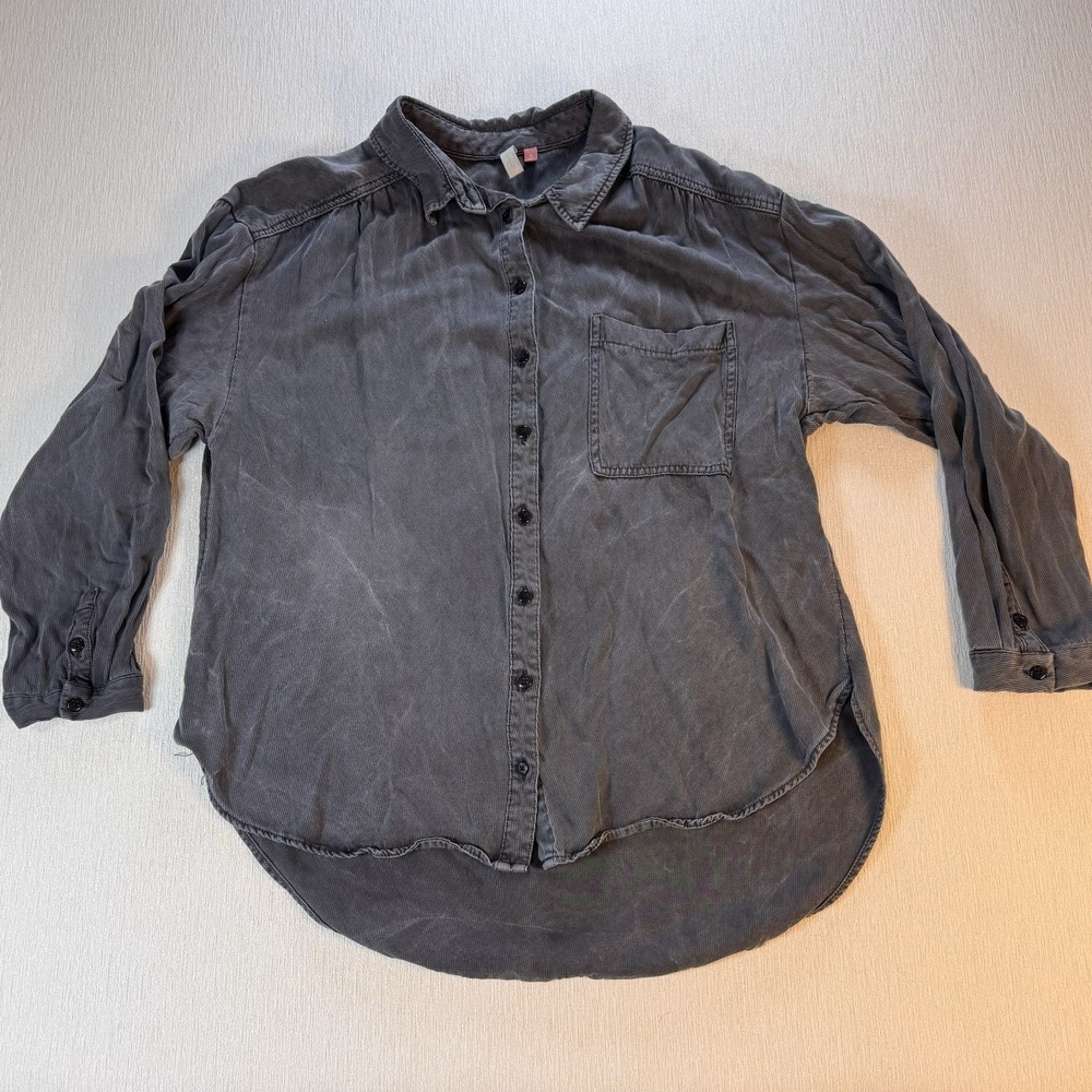 PILCRO ANTHROPOLOGIE The Bo Boyfriend Buttondown Shirt in Gray Size XL